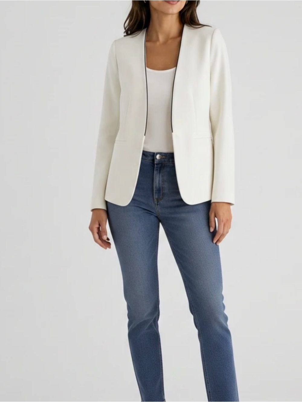 Banana Republic Women's Cream Open-Front Blazer